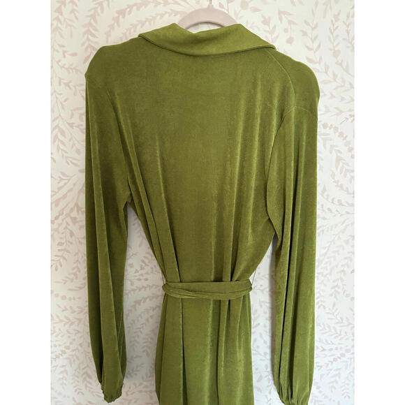 NWOT Princess Polly Sparkly Olive Green Collared Wrap Dress sz 6 - Picture 7 of 11